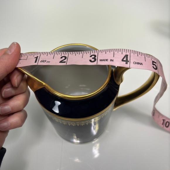 Limoges France Vintage Elegant Blue Gold Handmade Porcelain Creamer Pitcher Jug - Picture 8 of 10